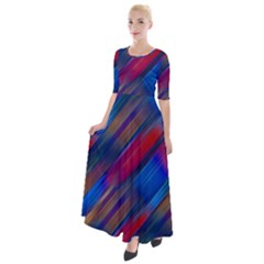 Striped Colorful Abstract Pattern Half Sleeves Maxi Dress by dflcprintsclothing