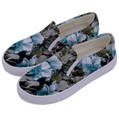 Flowers And Leaves Colored Scene Kids  Canvas Slip Ons by dflcprintsclothing