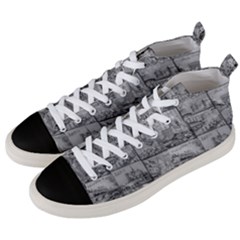 Paris Souvenirs Black And White Pattern Men s Mid-top Canvas Sneakers by dflcprintsclothing