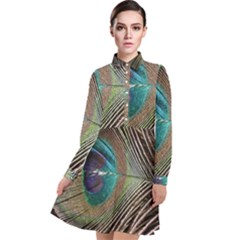 Peacock Long Sleeve Chiffon Shirt Dress by StarvingArtisan