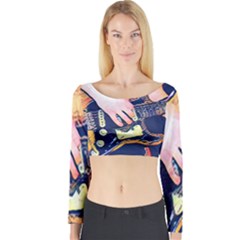 Stevie Ray Guitar  Long Sleeve Crop Top by StarvingArtisan