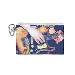 Stevie Ray Guitar  Canvas Cosmetic Bag (small) by StarvingArtisan