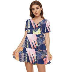 Stevie Ray Guitar  Tiered Short Sleeve Babydoll Dress by StarvingArtisan