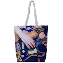 Stevie Ray Guitar  Full Print Rope Handle Tote (small) by StarvingArtisan