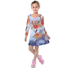 Daisy Painting  Kids  Long Sleeve Velvet Dress by StarvingArtisan