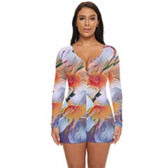 Daisy Painting  Long Sleeve Boyleg Swimsuit