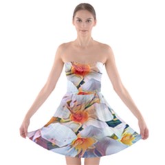 Daisy Painting  Strapless Bra Top Dress