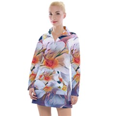 Daisy Painting  Women s Long Sleeve Casual Dress