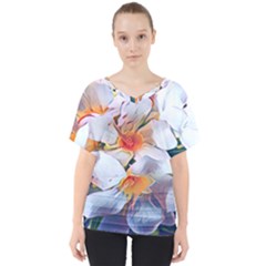 Daisy Painting  V-neck Dolman Drape Top