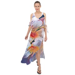 Daisy Painting  Maxi Chiffon Cover Up Dress