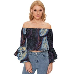 Pavement Lover Off Shoulder Flutter Bell Sleeve Top by MRNStudios