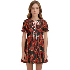 Ugly Open Mouth Graphic Motif Print Pattern Kids  Sweet Collar Dress by dflcprintsclothing
