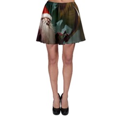 A Santa Claus Standing In Front Of A Dragon Skater Skirt by bobilostore