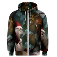 A Santa Claus Standing In Front Of A Dragon Men s Zipper Hoodie by bobilostore