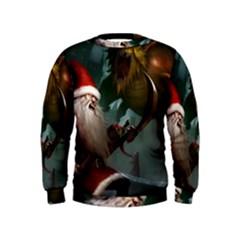 A Santa Claus Standing In Front Of A Dragon Kids  Sweatshirt by bobilostore