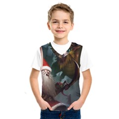 A Santa Claus Standing In Front Of A Dragon Kids  Basketball Tank Top by bobilostore