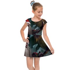 A Santa Claus Standing In Front Of A Dragon Kids  Cap Sleeve Dress by bobilostore