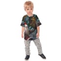 A Santa Claus Standing In Front Of A Dragon Kids  Raglan Tee View1