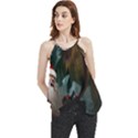 A Santa Claus Standing In Front Of A Dragon Flowy Camisole Tank Top View1