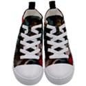 A Santa Claus Standing In Front Of A Dragon Kids  Mid-Top Canvas Sneakers View1