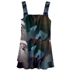 A Santa Claus Standing In Front Of A Dragon Kids  Layered Skirt Swimsuit by bobilostore