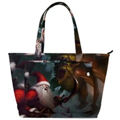 A Santa Claus Standing In Front Of A Dragon Back Pocket Shoulder Bag  by bobilostore