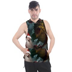 A Santa Claus Standing In Front Of A Dragon Men s Sleeveless Hoodie by bobilostore