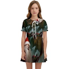 A Santa Claus Standing In Front Of A Dragon Kids  Sweet Collar Dress by bobilostore