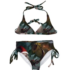 A Santa Claus Standing In Front Of A Dragon Low Kids  Classic Bikini Set by EmporiumofGoods