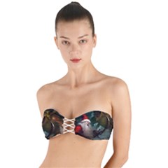 A Santa Claus Standing In Front Of A Dragon Low Twist Bandeau Bikini Top by EmporiumofGoods