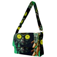 Little Girl With Cyborg Kitten Full Print Messenger Bag (l) by EmporiumofGoods