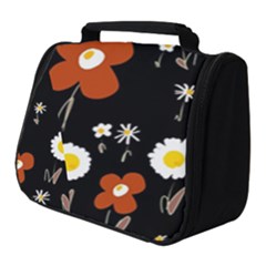 Daisy Flowers Brown White Yellow Black  Full Print Travel Pouch (small) by Mazipoodles