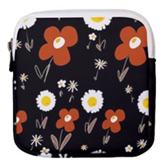 Daisy Flowers Brown White Yellow Black  Mini Square Pouch