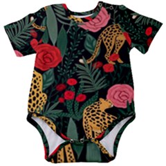 Leopardrose Baby Short Sleeve Bodysuit by PollyParadiseBoutique7
