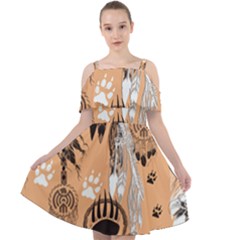 Indian2 Cut Out Shoulders Chiffon Dress