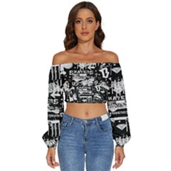 Skater-underground2 Long Sleeve Crinkled Weave Crop Top by PollyParadiseBoutique7