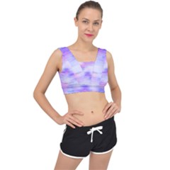 Bright Colored Stain Abstract Pattern V-back Sports Bra by dflcprintsclothing