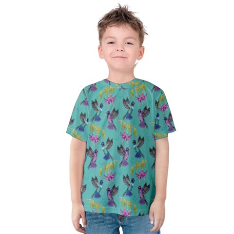 Hummingbird Fuchsia Kids  Cotton Tee by ALIXE