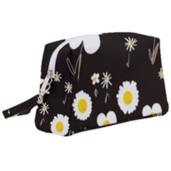 Daisy Flowers White Yellow Black  Wristlet Pouch Bag (large) by Mazipoodles