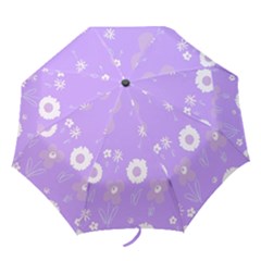 Daisy Flowers Lilac White Lavender Purple Folding Umbrellas by Mazipoodles