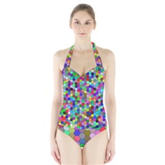 Background Color Halter Swimsuit by artworkshop