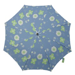 Daisy Flowers Pastel Green White Blue  Hook Handle Umbrellas (medium) by Mazipoodles