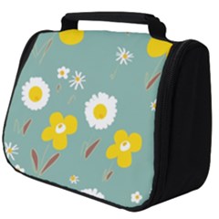 Daisy Flowers Yellow White Brown Sage Green  Full Print Travel Pouch (big) by Mazipoodles