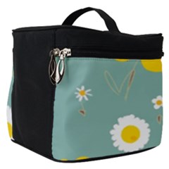 Daisy Flowers Yellow White Brown Sage Green  Make Up Travel Bag (Small)