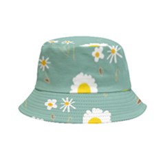 Daisy Flowers Yellow White Brown Sage Green  Bucket Hat by Mazipoodles