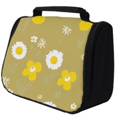 Daisy Flowers Yellow White Olive  Full Print Travel Pouch (big) by Mazipoodles