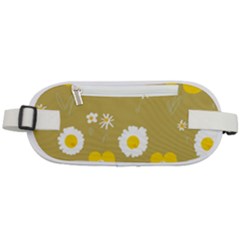 Daisy Flowers Yellow White Olive  Rounded Waist Pouch by Mazipoodles