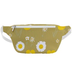 Daisy Flowers Yellow White Olive  Waist Bag  by Mazipoodles