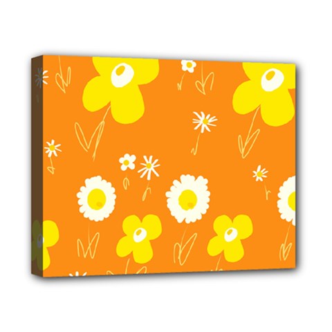 Daisy Flowers Yellow White Orange  Canvas 10  X 8  (stretched) by Mazipoodles