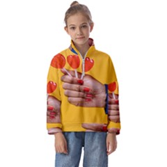 Valentine Day Lolly Candy Heart Kids  Half Zip Hoodie by artworkshop